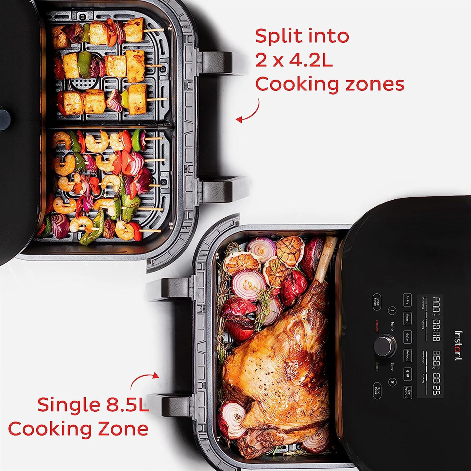 Brand New Instant Vortex Plus VersaZone - Dual Air Fryer, 8-in-1 Smart Programmes - Fry, Bake, - Image 2 of 3
