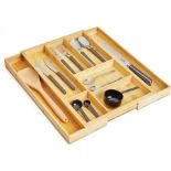 4 X BRAND NEW BAMBOO EXTENDABLE CUTLERY TRAYS R9-1