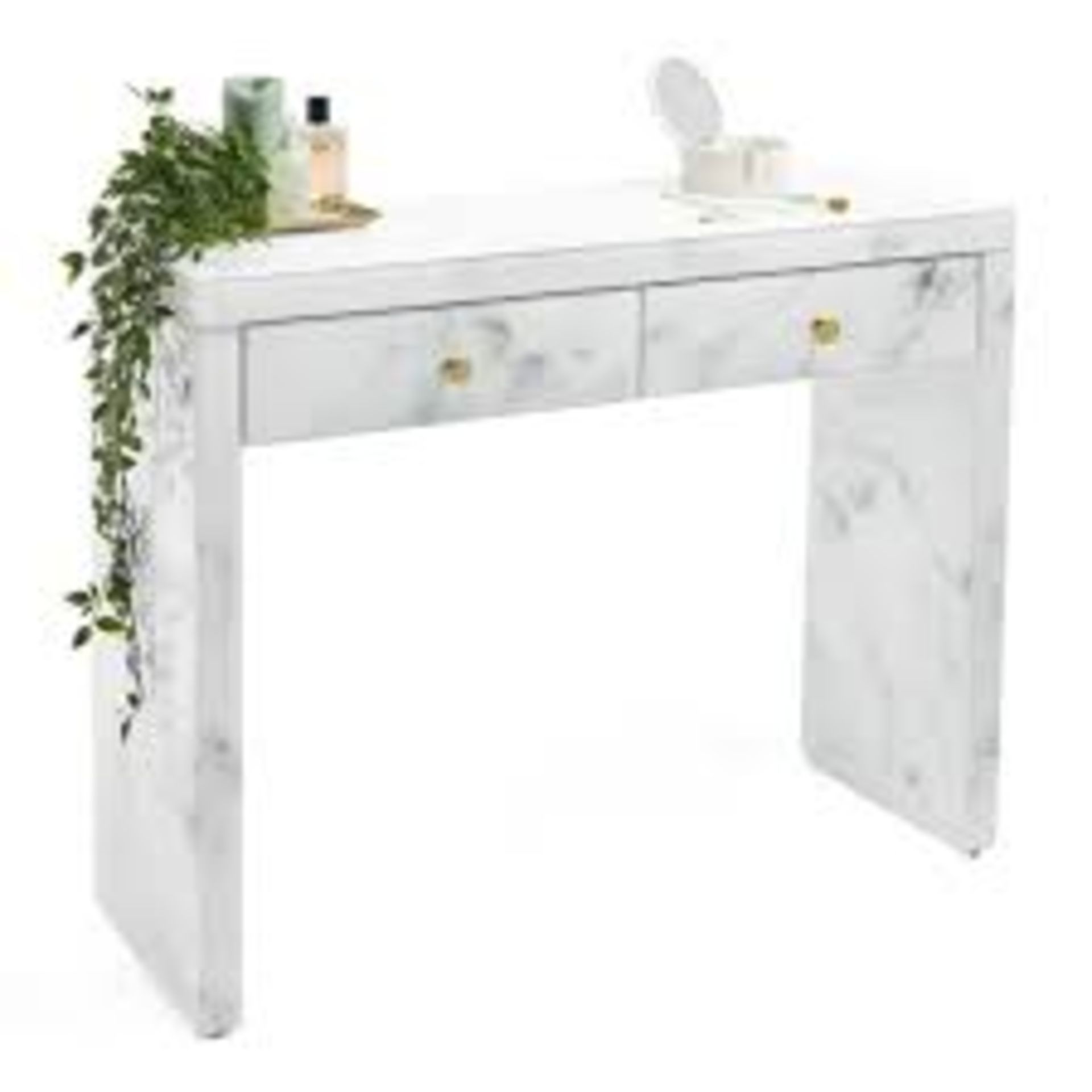 BRAND NEW BTFY MARBLE EFFECT WHITE AND GREY VANITY/MAKEUP TABLE R10-12