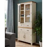 Brand New Norfolk Two Tone Oak and Oak Veneer Tall Display Unit rrp £699 (JS562) db