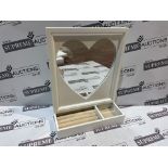 15 X BRAND NEW WHITE HEART MIRRORS WITH JEWELLERY STORAGE R15-11