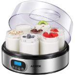3 X NEW BOXED AICOOK Yoghurt Maker Machine with LCD Display and 8 x 180ml Glass Jars, Adjustable