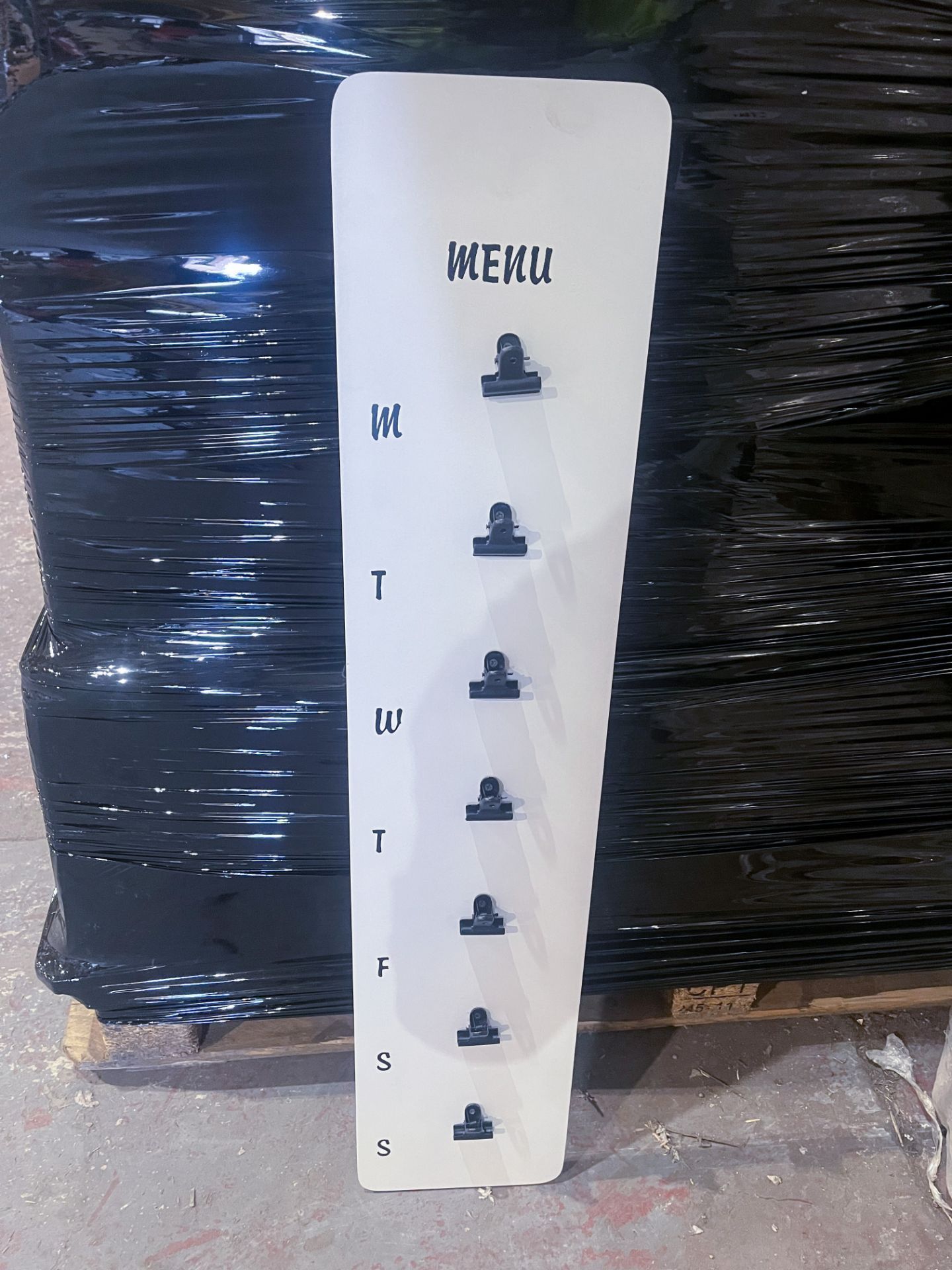 12 X BRAND NEW LARGE WEEKLY MENU BOARDS WITH CLIPS R3-2