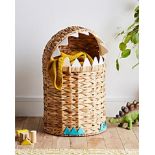 BRAND NEW WOODEN WEAVE DINOSAUR STORAGE HAMPER RRP £90 R16-4