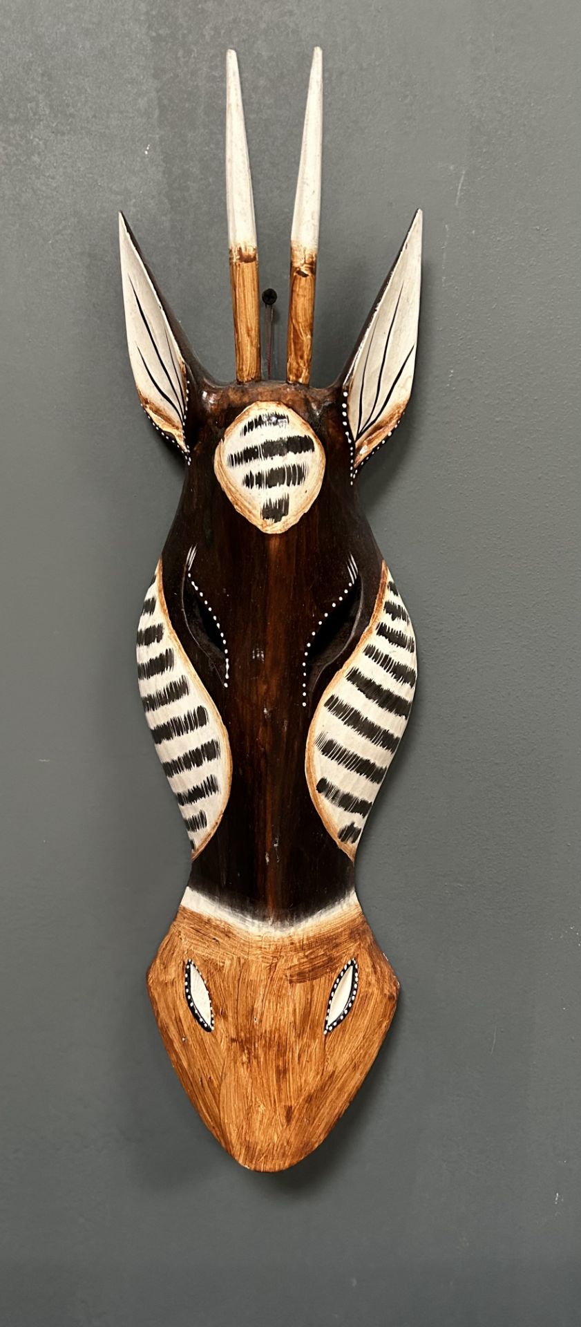 LARGE 50CM TALL WOODEN WALL HANGING DECORATIVE ANIMAL MASK