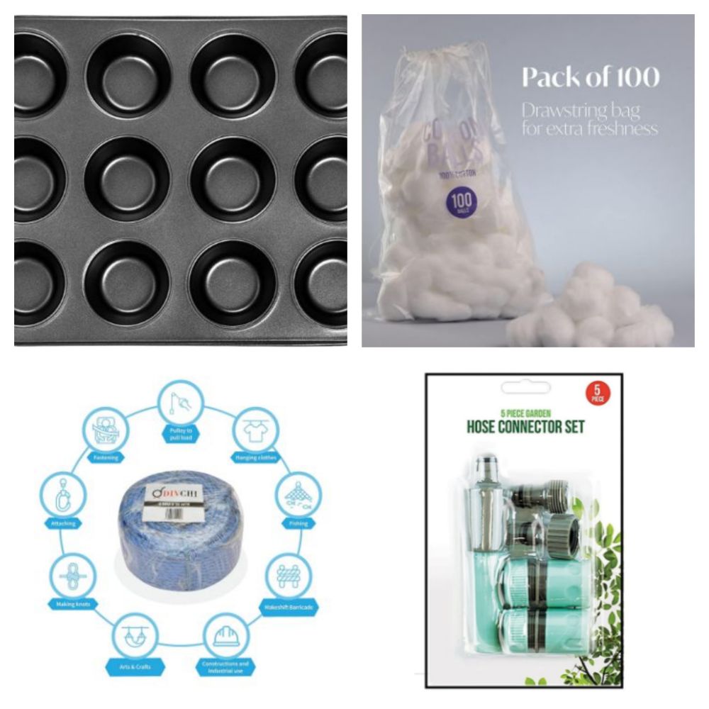 Pallets & Trade Lots of Quality Ovenwear, Cotton Balls, Rope Coils, Hose Connector Sets & Weed Control Fabric - Delivery Available!