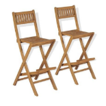 vidaXL Folding Outdoor Bar Stools 2 pcs Solid Teak Wood (R49)These folding wooden bar stools have