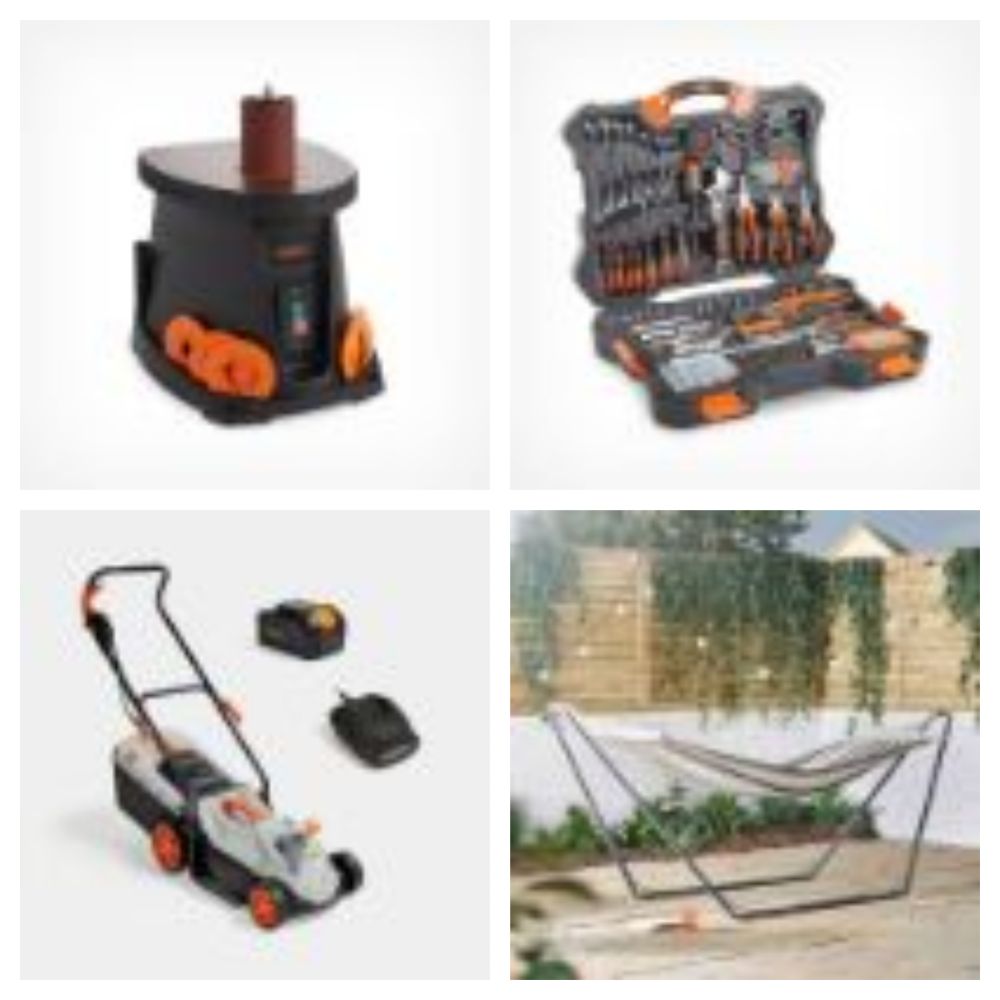 Lawnmowers, Cordless Drills, Heat Guns, Hammer Drills, Nail Guns, Recip Saws, Garden Furniture, Electric Fires, Paddle Mixers and more