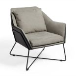 Accent Chair Grey & Black Leather Living Room Armchair. - PW.