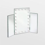 Trifold Mirror with Warm LED Lights. - PW. Placed simply on top of a level surface, the mirror