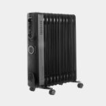 11 Fin 2500W Oil Filled Radiator - Black. - PW. A stylish, cost-effective way to keep warm this