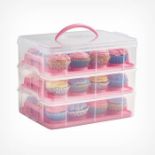 3 Tier Cupcake Carrier Pink. - S2.6. With this extremely handy carrier, you can store and