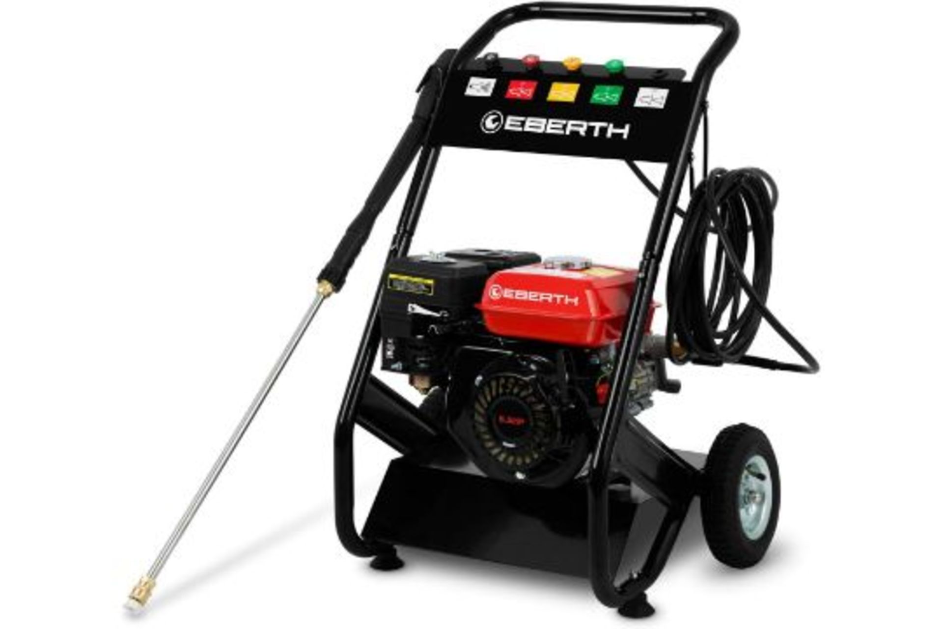 New & Boxed EBERTH Petrol Pressure Washer, Self-Priming, 210 Bar Working Pressure, 5 Nozzles and