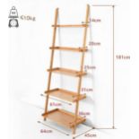 5 Tier Bamboo Ladder Shelf with Raised Baffle for Living Room