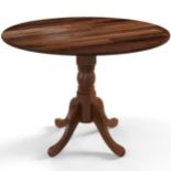 Wooden Dining Table with Round Tabletop and Curved Trestle Legs