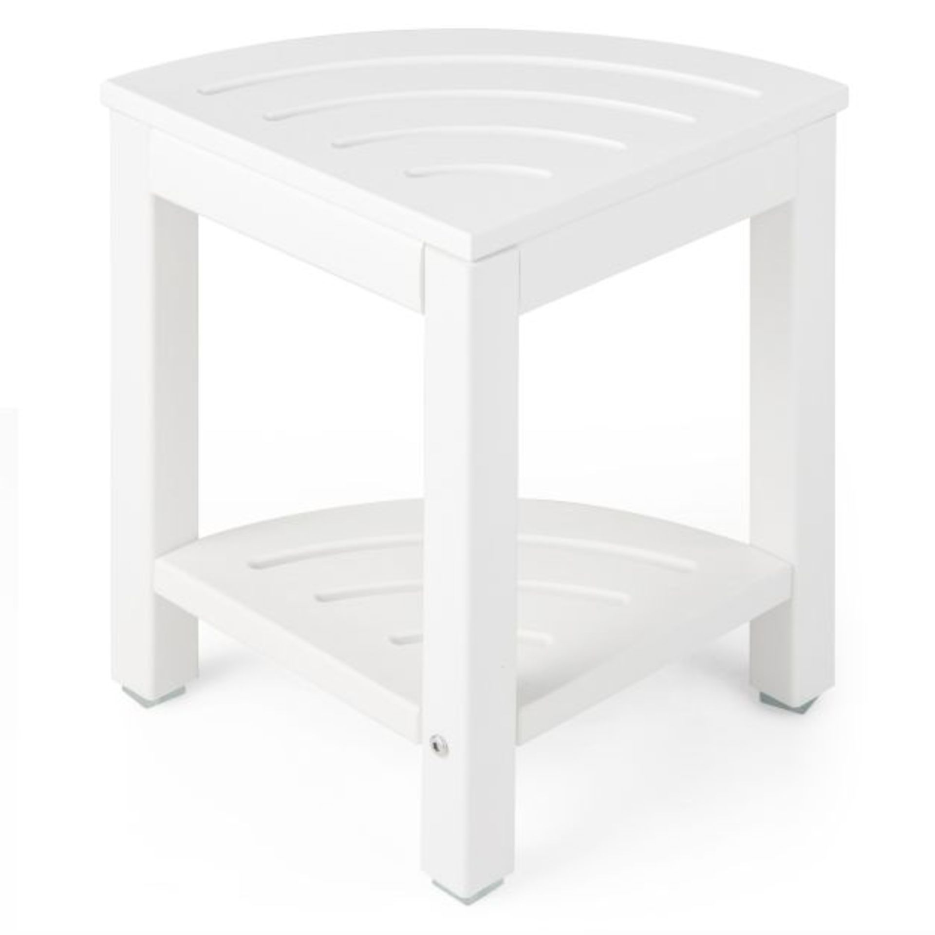 Waterproof Corner Shower Bench Stool with Storage Shelf for Shaving Legs