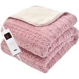 Heated Throw Electric Over Blanket, Machine Washable (White & Pink) - RRP £59.99