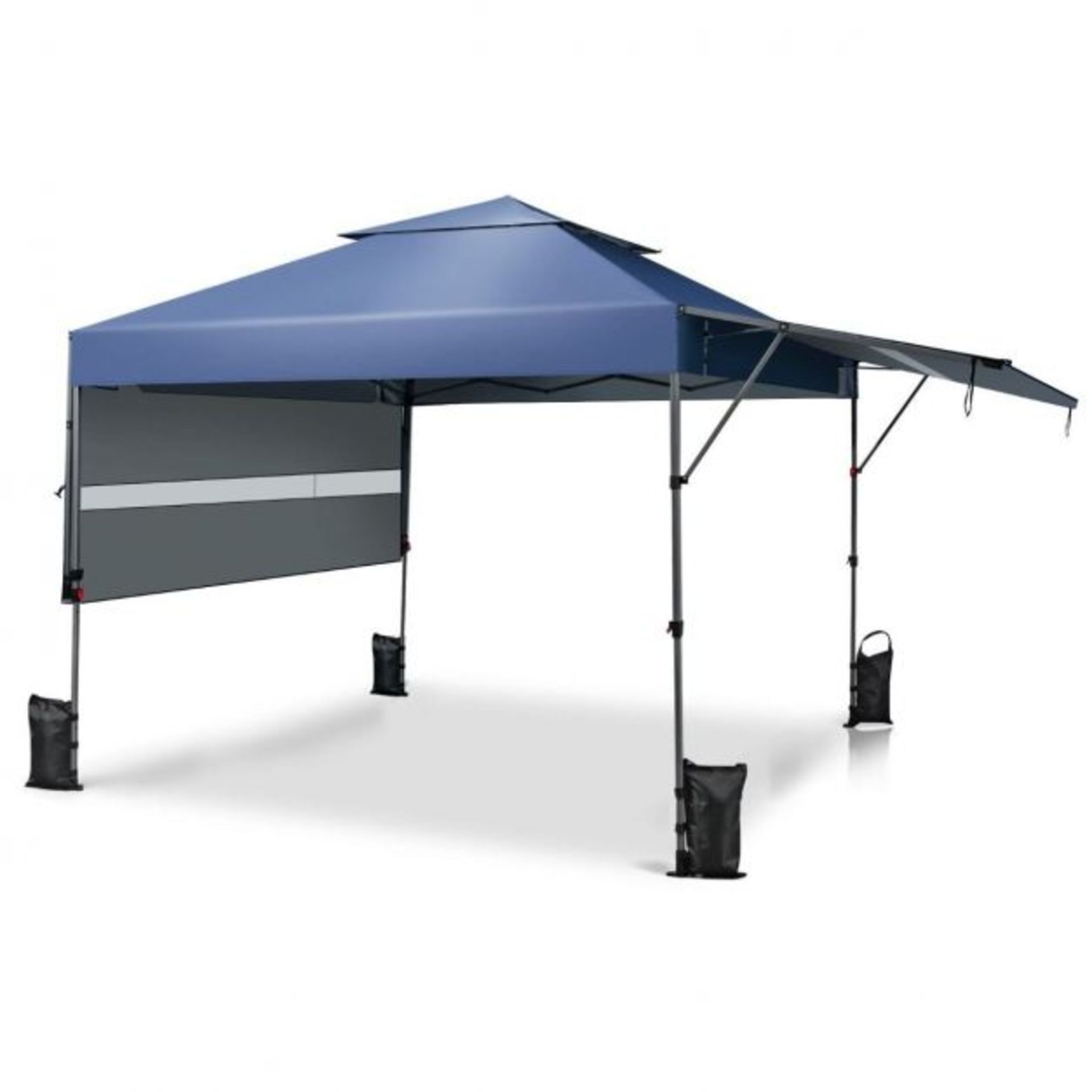 3 x 3m Rolling Pop up Gazebo with Adjustable Dual Awnings and Height