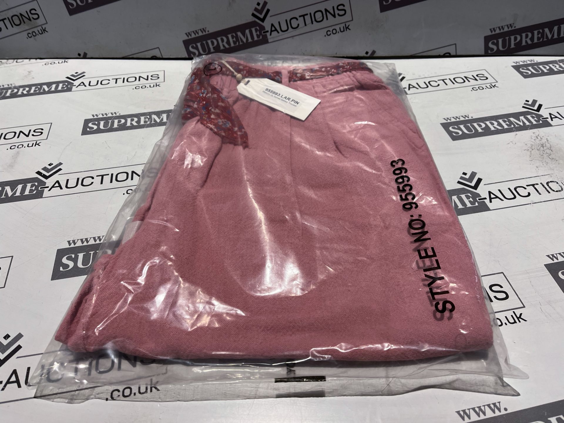15 X BRAND NEW MAISON DE NIMES PINK BELTED TROUSERS SIZE LARGE 16-5
