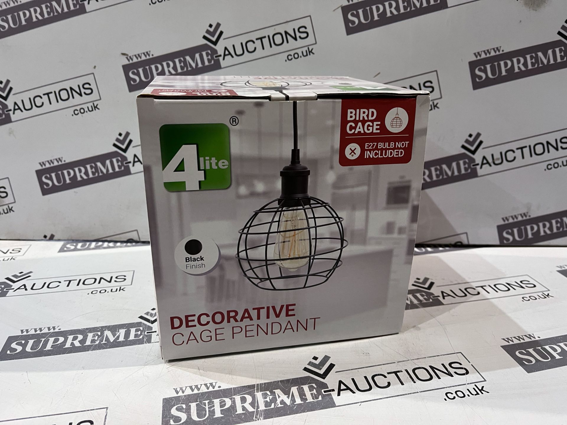 2 X BRAND NEW BLACK FINISH DECORATIVE CAGE PENDANT LIGHTS WITH WIZ CONNECTED SMART BULB R16-4