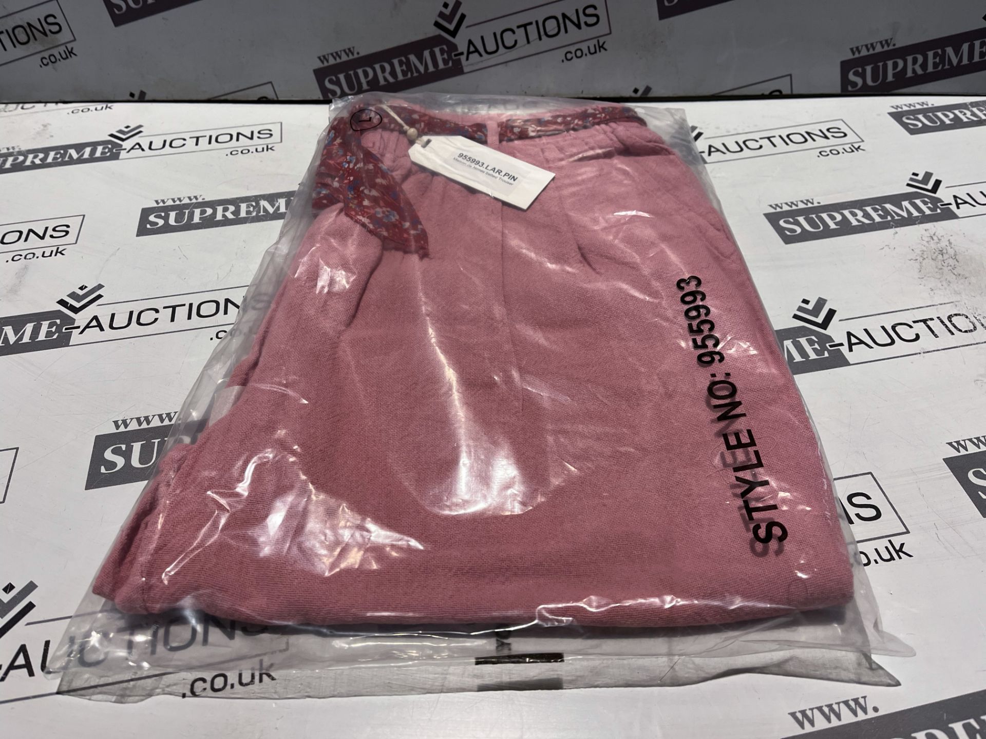 15 X BRAND NEW MAISON DE NIMES PINK BELTED TROUSERS SIZE LARGE 16-5