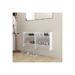 vidaXL Wall Shoe Cabinets 2 pcs High Gloss White 60x18x60 cm Engineered Wood. - (R51). The shoe