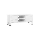 vidaXL Industrial TV Cabinet White 105x35x42 cm Metal. - (R51). The metal construction of this TV