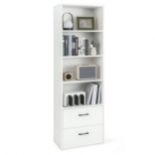 6-Tier Modern Wooden Bookshelf with 4 Open Shelves and 2 Drawers - RRP £186.99 (LOCATION - H/S R 4.