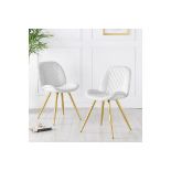 Set of 2 Cosford Diamond Stitch Dining Chairs (Cream White Velvet). - BI. RRP £289.99. (179/29)