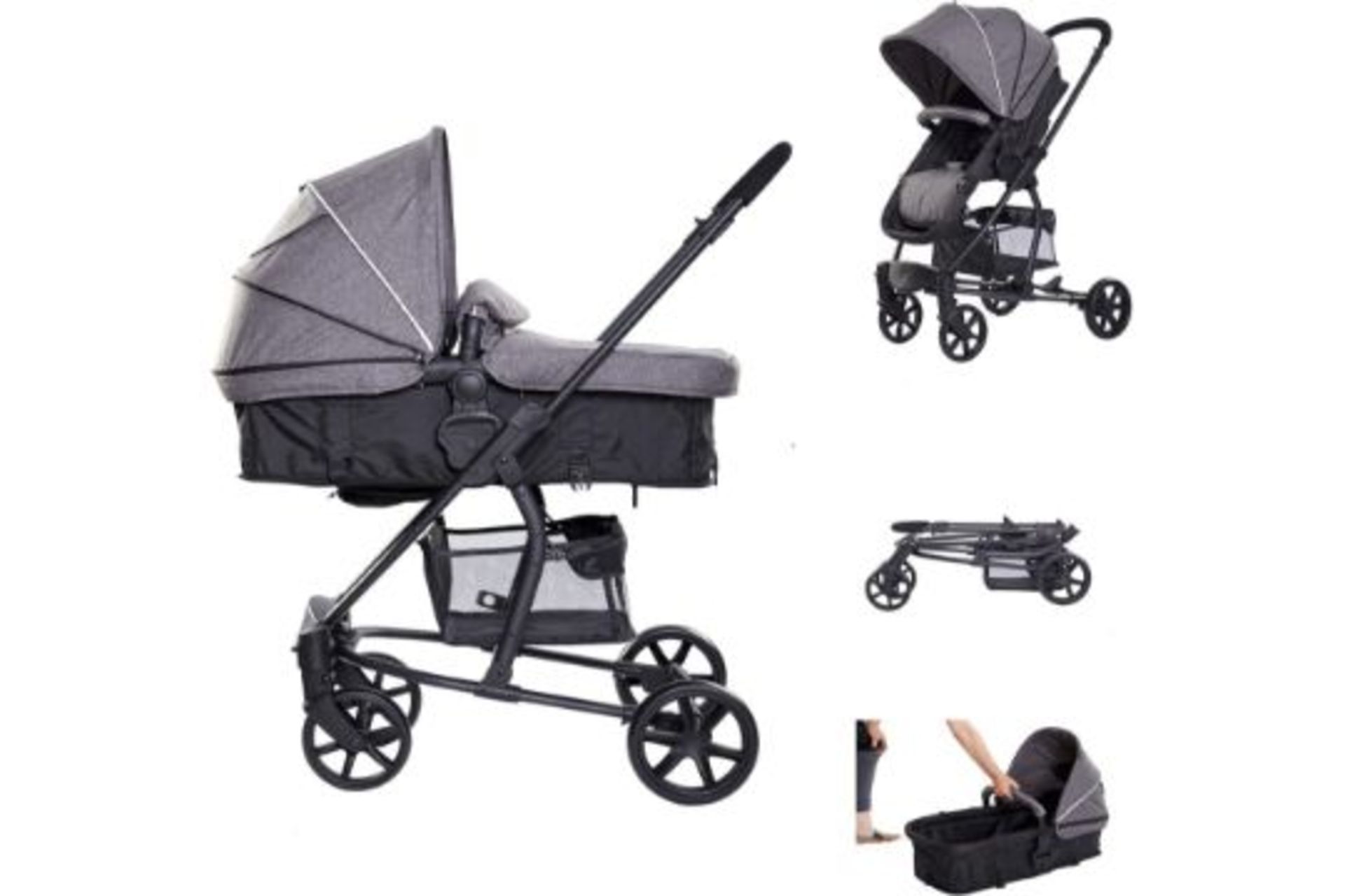 BRAND NEW RICCO BABY 2 IN 1 FOLDABLE BUGGY STROLLER PUSHCHAIR GREY R16-1