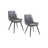 Cala Set of 2 Grey PU leather Dining Chairs. BI. RRP £219.99. (184/29) Comfortably cushioned in