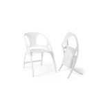Set of 2 Folding Chair with Backrest and Armrest. - SR37. (246/30) The plastic dining chair set