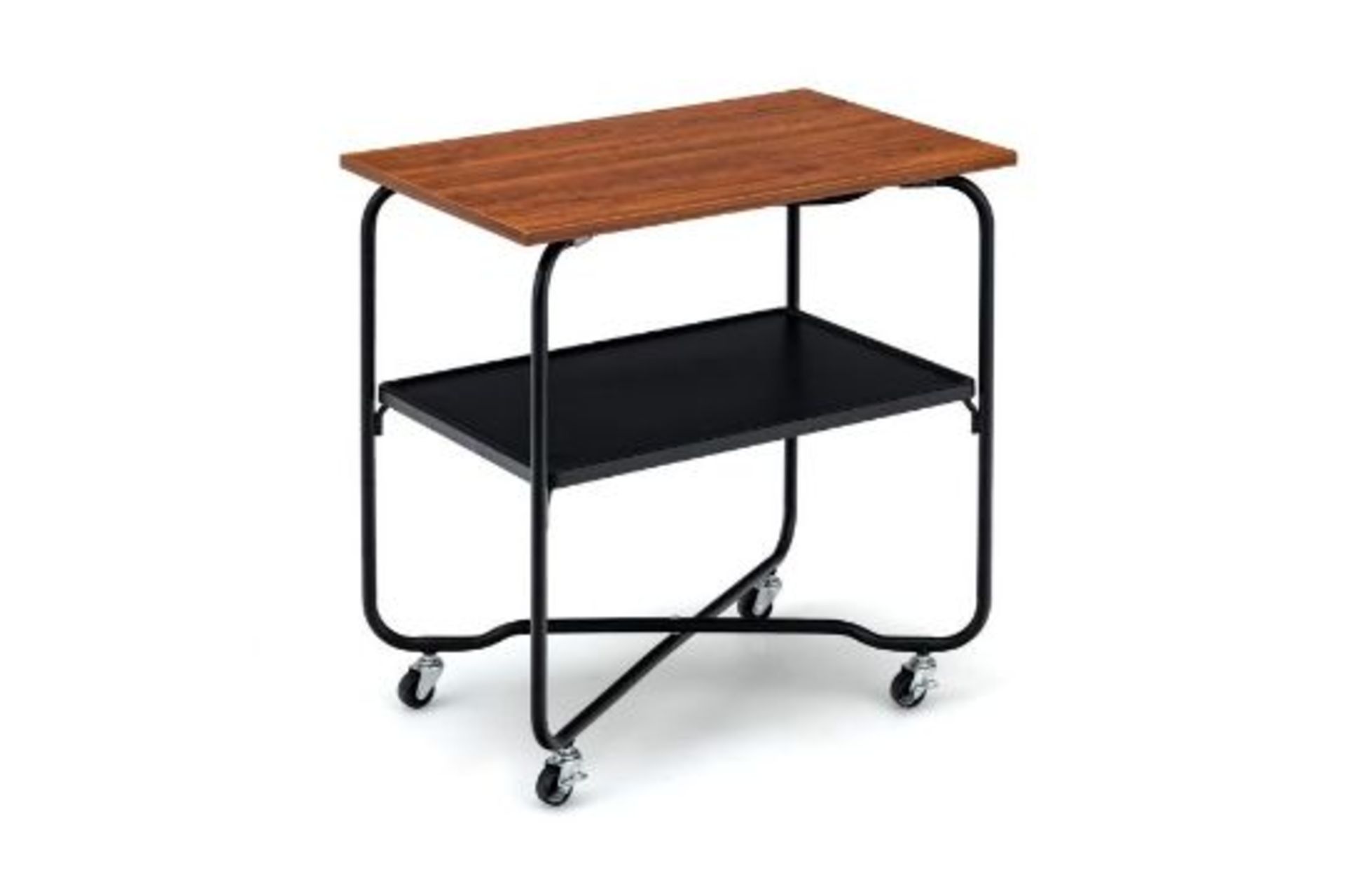 2-Tier Rolling Side Table with Storage Shelf and Lockable Casters. - SR37. (205/30) This rolling