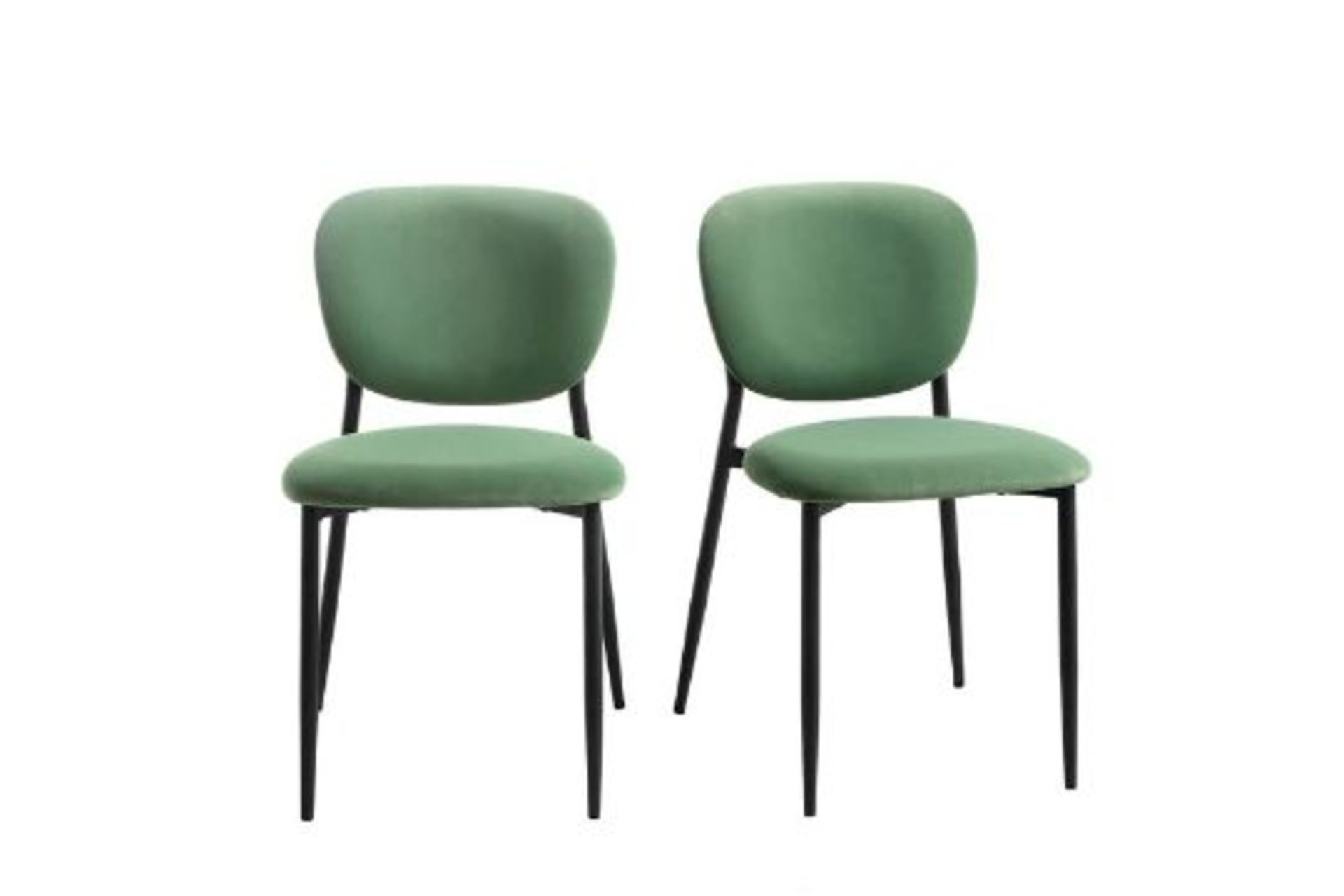 Kelmarsh Set of 2 Grass Green Velvet Upholstered Dining Chairs. - BI.4. RRP £219.99. (68/29) Our