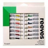 15 X Brand New Reeves Acrylic Paint Set - Highly Pigmented Colours - Water-Based Colour Paints for