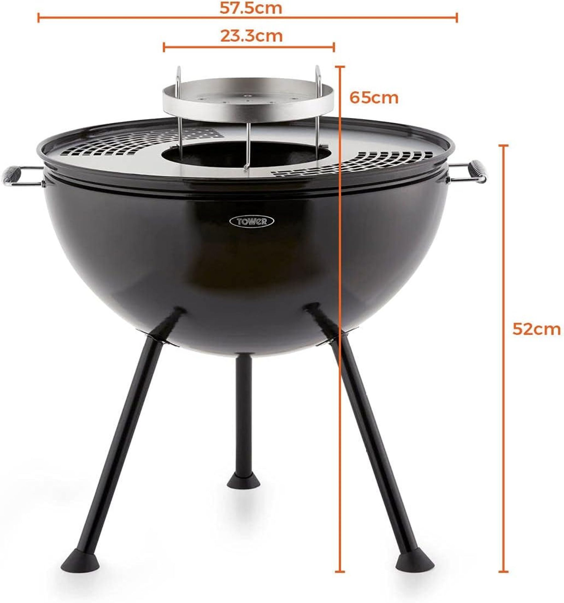 Brand New Tower Sphere Fire Pit and BBQ Grill, Black, DUAL USE â€“ This multi-functional pit n grill - Image 4 of 4