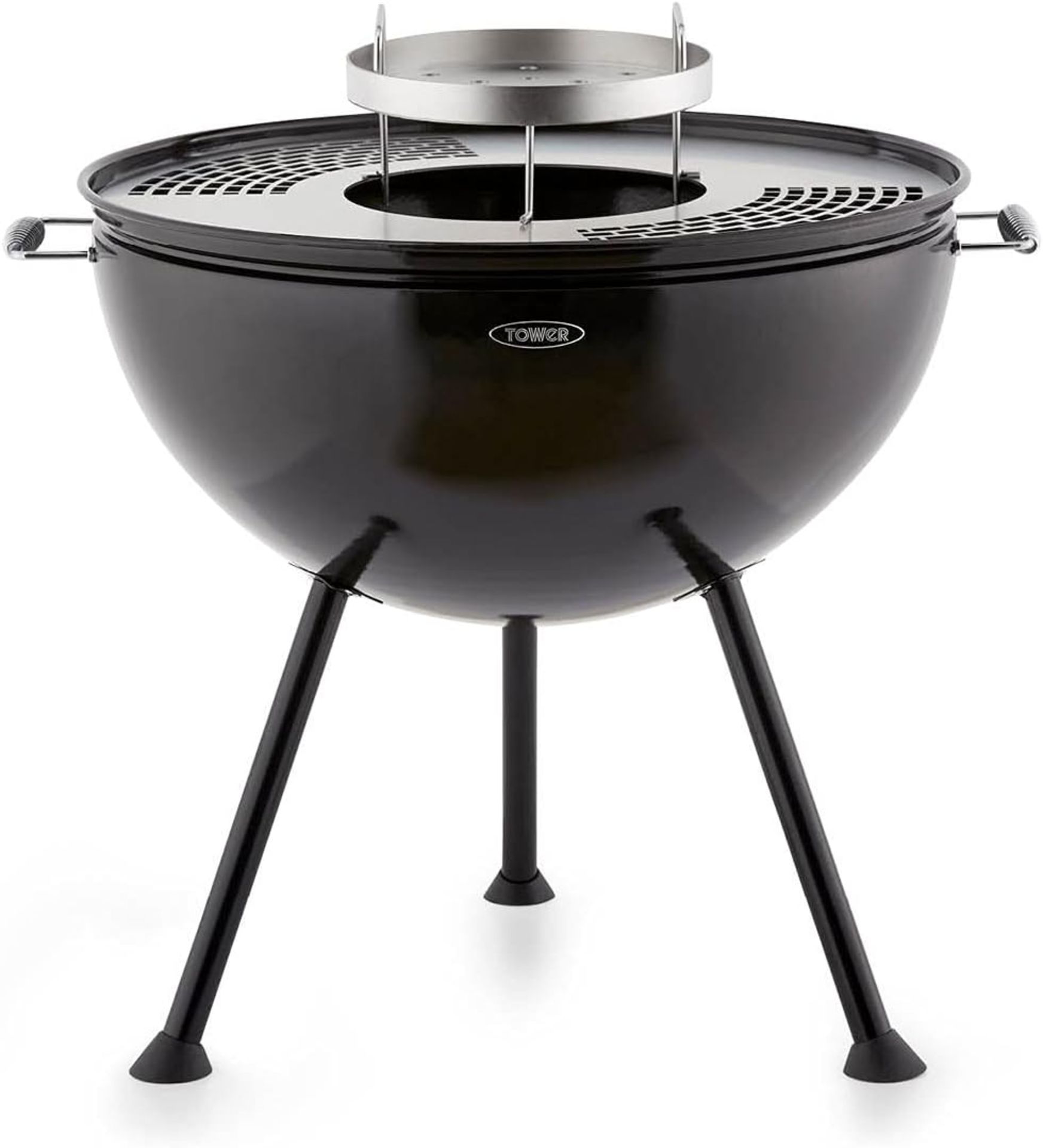 Brand New Tower Sphere Fire Pit and BBQ Grill, Black, DUAL USE â€“ This multi-functional pit n grill