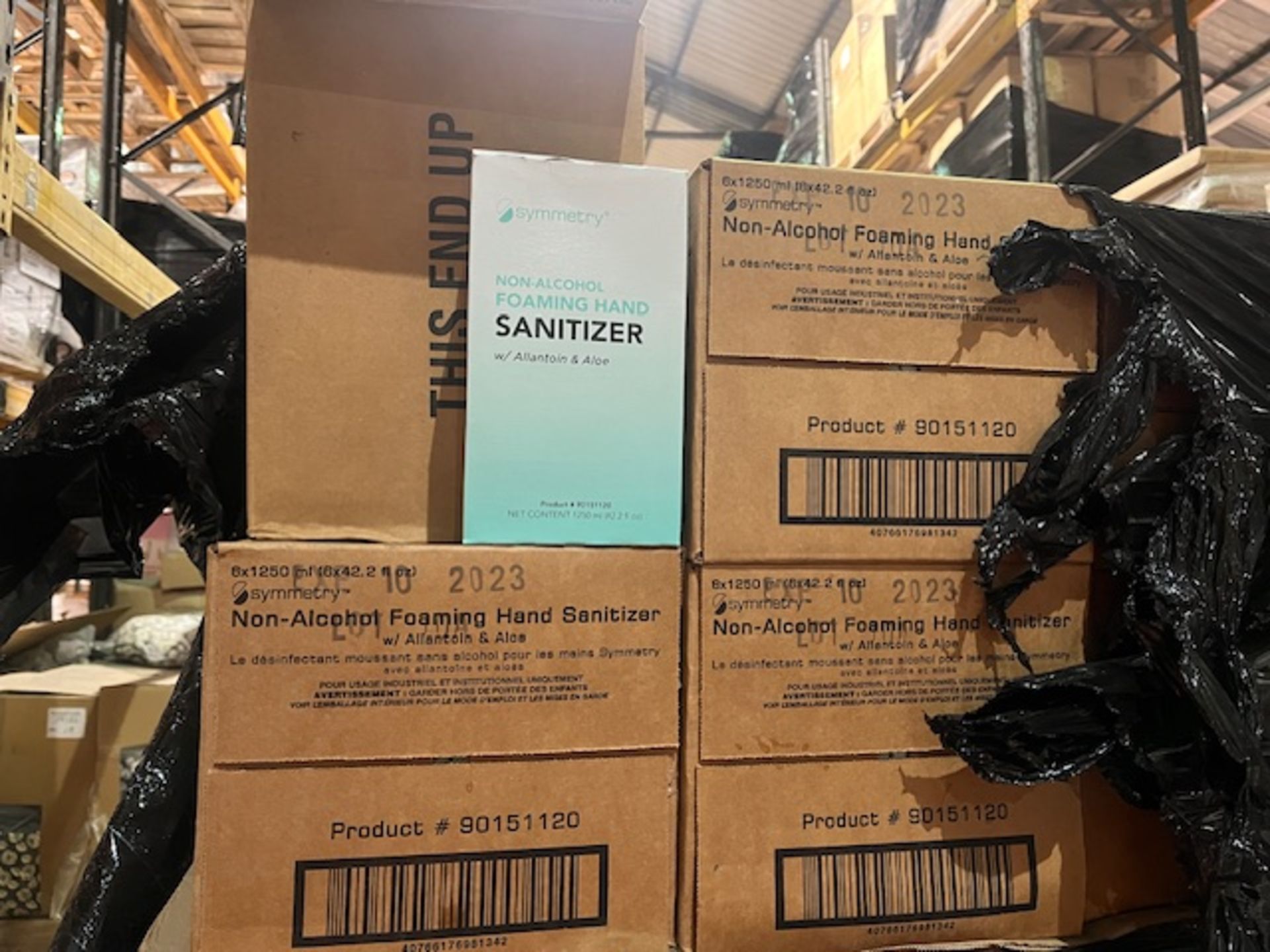 PALLET TO CONTAIN A LARGE QUANTITY OF SYMMETRY NON ALCOHOLIC FOAMING HAND SANITIZER WITH ALLANTOIN