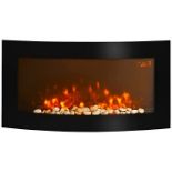 Electric Fireplace Wall Mounted Led Flame Curved Back Side Lights Heater - RRP £139.99 (LOCATION -
