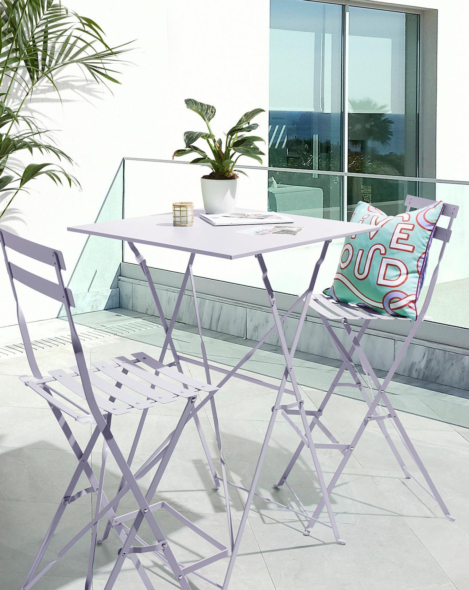 TRADE PALLET TO CONTAIN 5x BRAND NEW Palma Bistro Bar Set LILAC. RRP £199 EACH. Liven up your garden