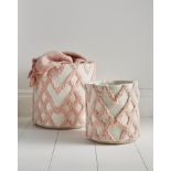 4x BRAND NEW Set of 2 Pink Ruffled Woven Baskets. RRP £39 EACH. These lovely monochrome woven