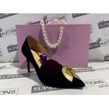 NEW & BOXED MARY CHING MC12 65 Heel Ladies High End Fashion Shoes. BLACK SUEDE FORTUNE COOKIE.
