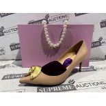 NEW & BOXED MARY CHING MC810 80 Heel Ladies High End Fashion Shoes. NUDE FORTUNE COOKIE. SIZE 36.