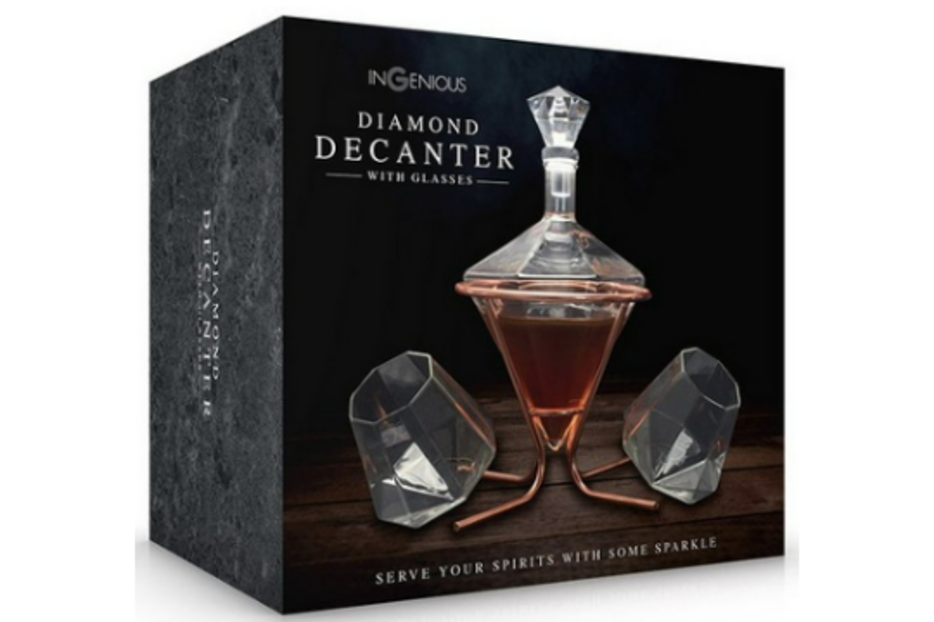 2 X New & Boxed DIAMOND DECANTER & GLASSES SET. RRP £59 EACH. Bring some bling to your home bar or