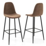 Soft Velvet Upholstered Bar Chairs with Backrests and Footrests. - SR35. Filled with soft sponge and