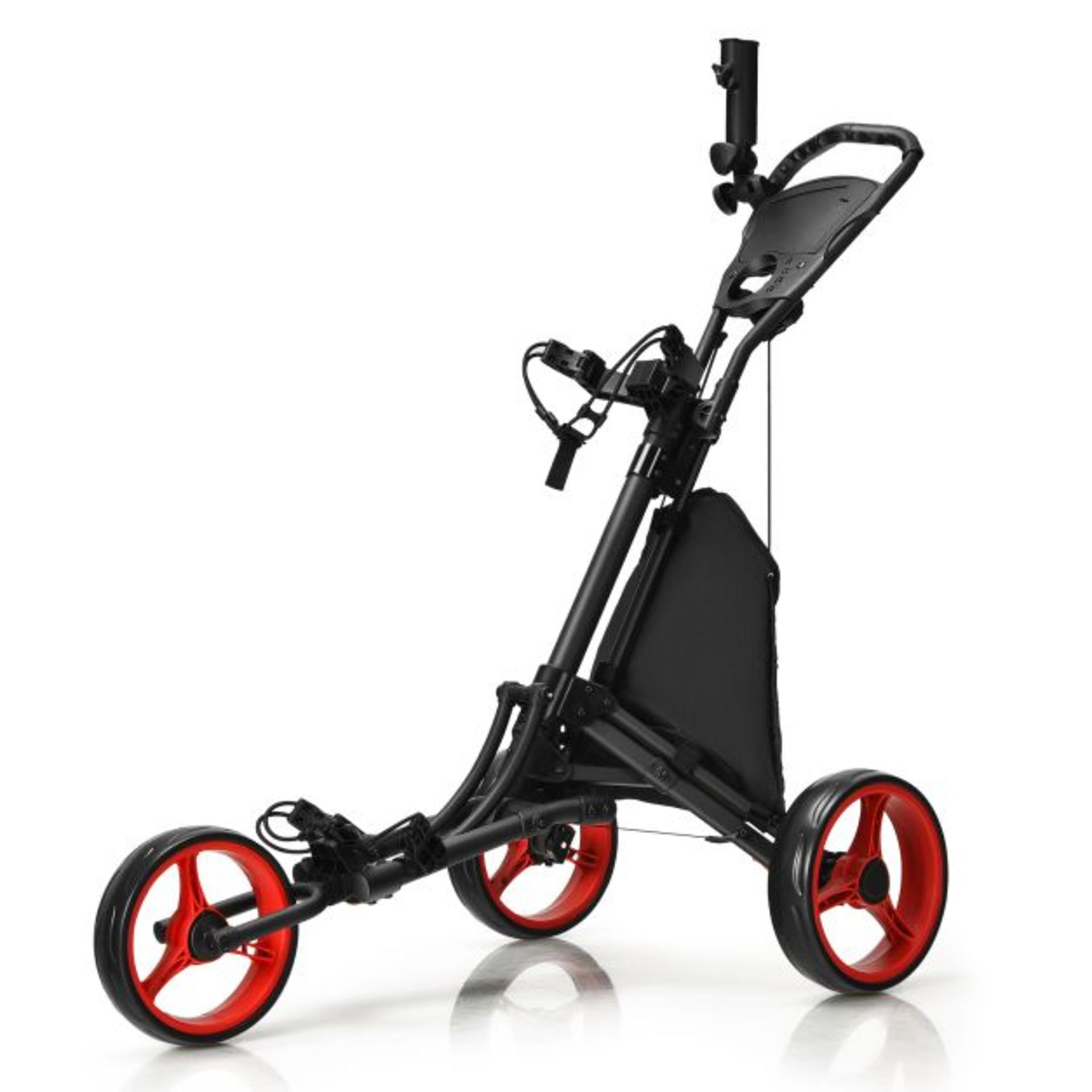 3 Wheel Golf Push Pull Cart with Adjustable Height Handle. - SR36. This collapsible cart with wheels