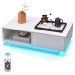 LED Coffee Table with 20 RGB Light Colors and Storage Shelf. - SR36.