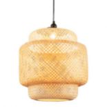 Bamboo Pendant Light with Lampshade and Plug in Cord. - SR36. Embellish your living area with the