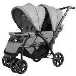 Double Pushchair with Adjustable Backrest and Sunshade-Grey . - SR36