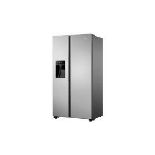 Hisense RS694N4TZF American style Freestanding Frost free Fridge freezer - Stainless steel effect. -